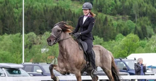 Prosjektbilde for Spons Grete F Flemmen og Sørli, hun er 1 av 4 på Norges lag under Youth Match/WORLD TØLT Danmark