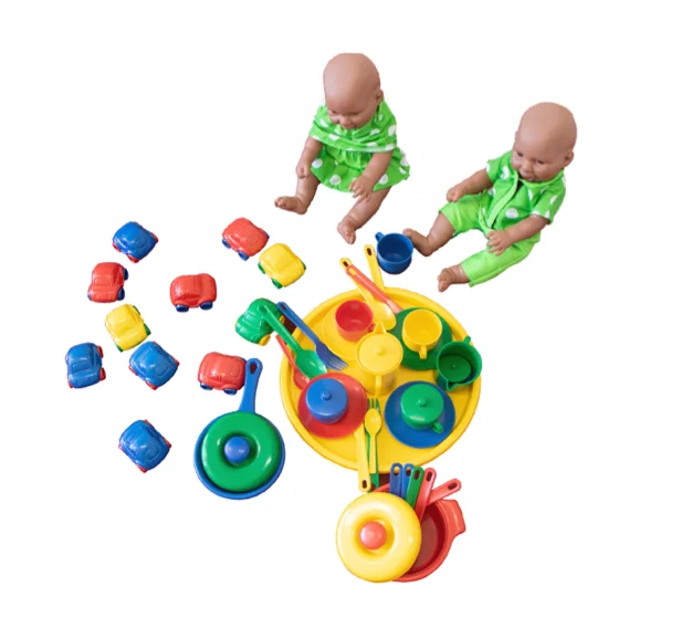 🧸 En kasse grunnleggende materiell og leker - småbarn